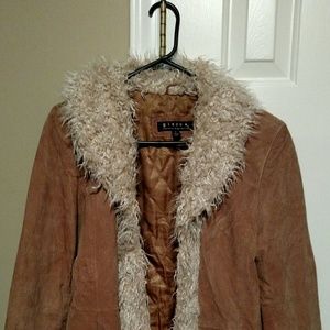 Giacca suede with faux fur peacoat size medium